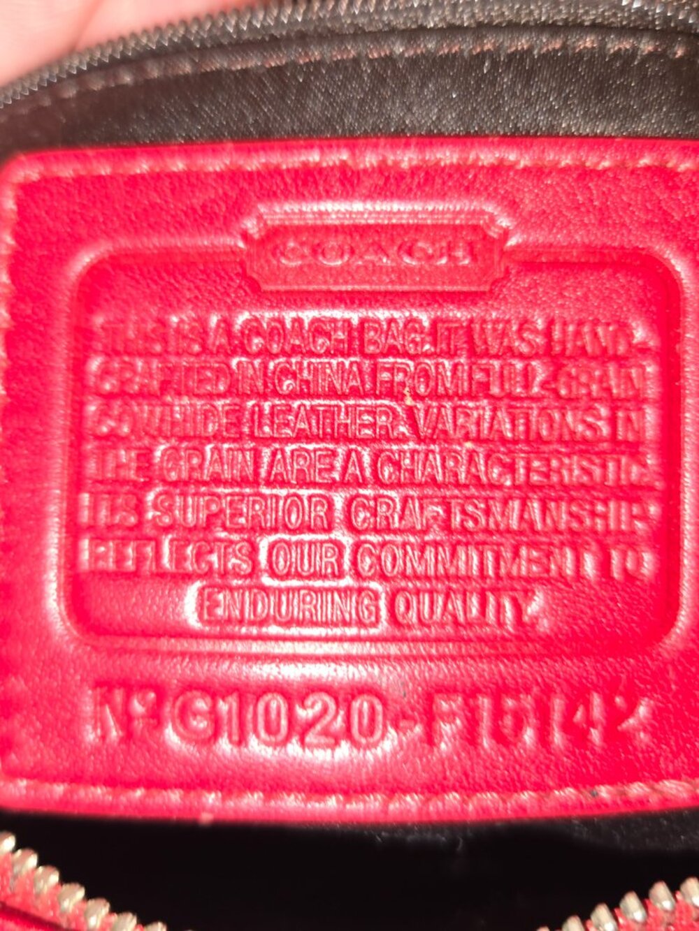 Coach F15142 Red Patent Leather Signature Embossed Tote Bag Crimson - Picture 8 of 8
